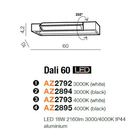 Efektowny kinkiet - DALI 60 AZ2894 3000K CZARNY - Azzardo