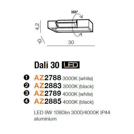 Stylowy kinkiet - DALI 30 AZ2885 4000K CZARNY - Azzardo