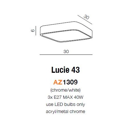 Kwadratowy plafon - LUCIE 43 AZ1309 - Azzardo